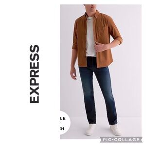 EXPRESS SLIM STRAIGHT DARK WASH HYPER STRETCH DENIM JEANS